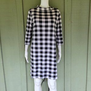 TALBOTS Black White Plaid Shift Dress Medium M